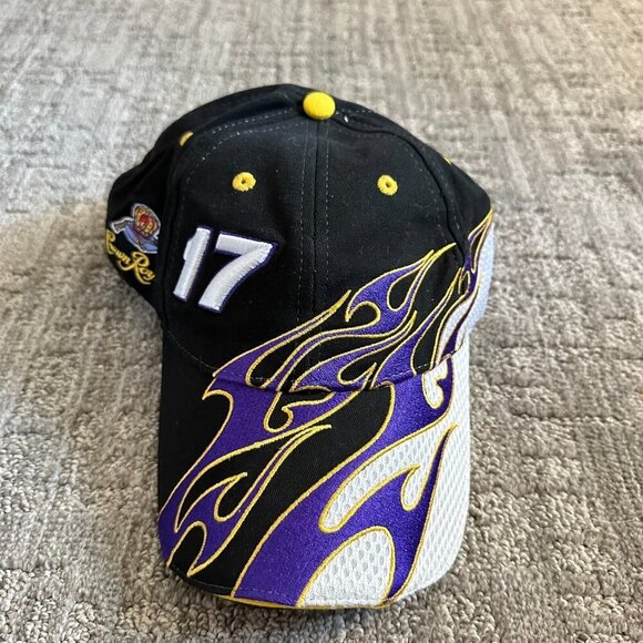 NASCAR Matt Kenseth 17 Crown Royal Purple Flames Hat Strap Back Black Purple Cap - Picture 1 of 5